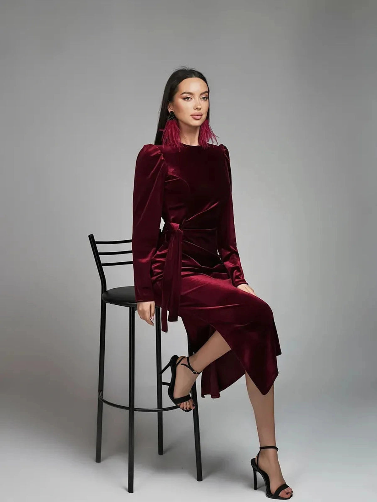 Maroon Midi Dress