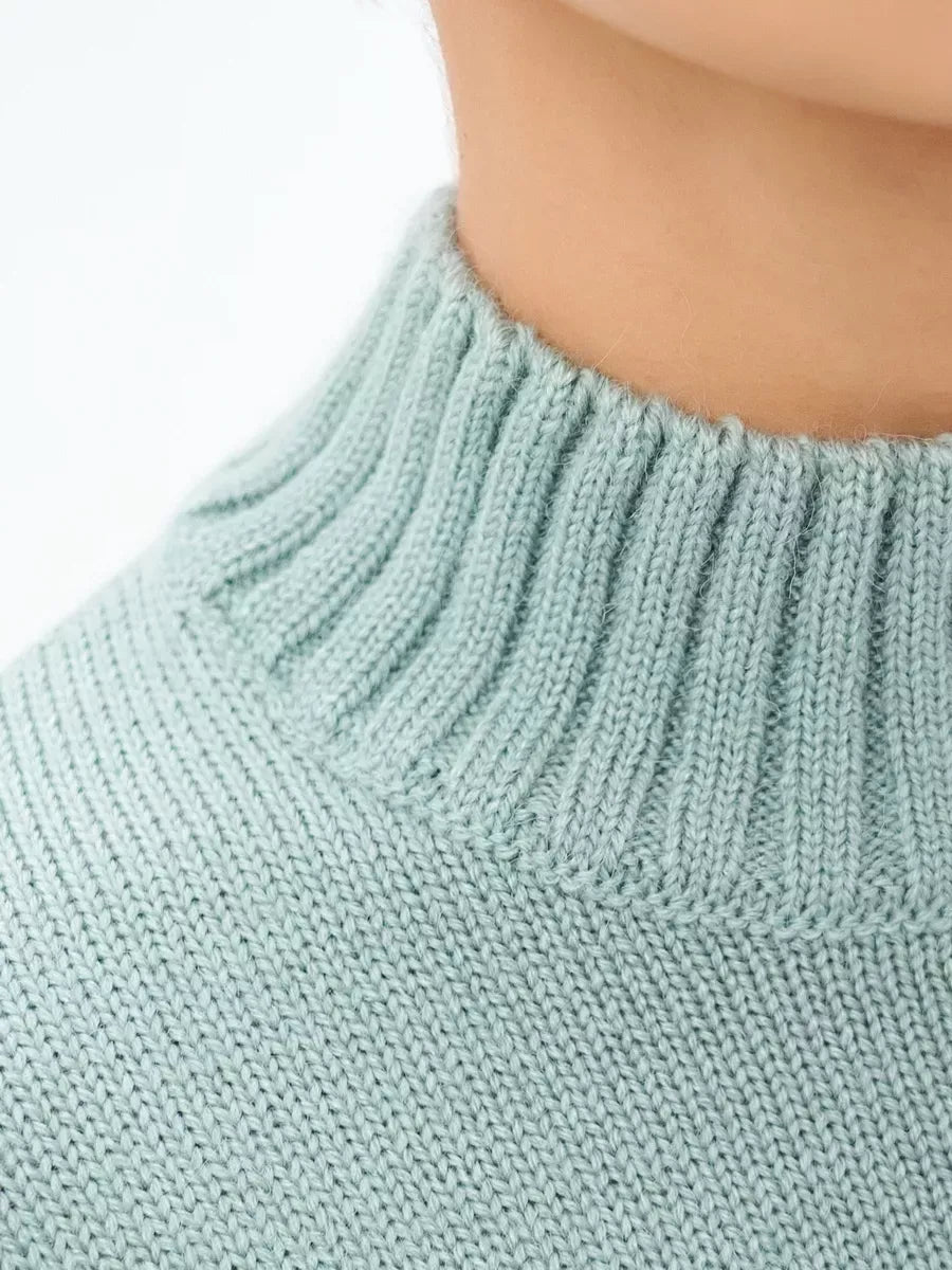 Celeste Sweater by Lauven, oversized wool blend knit in refreshing mint green color.