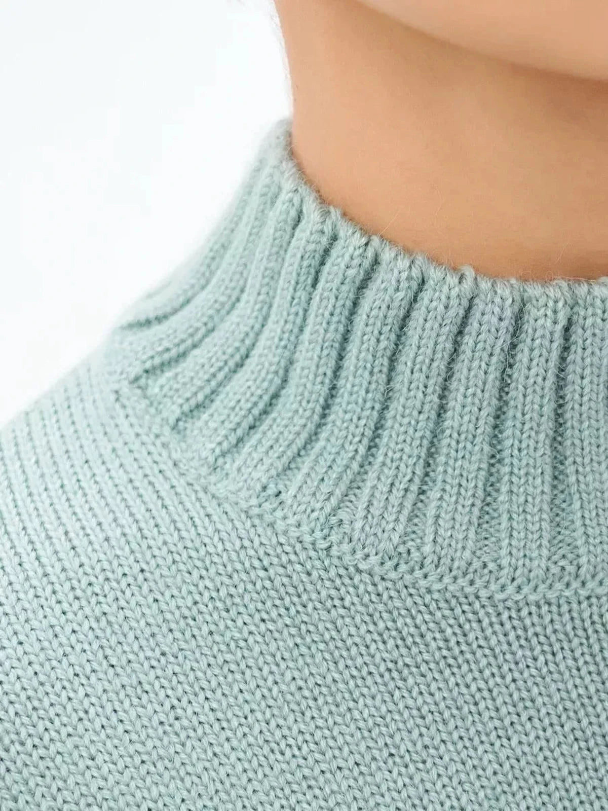 Celeste Sweater by Lauven, oversized wool blend knit in refreshing mint green color.