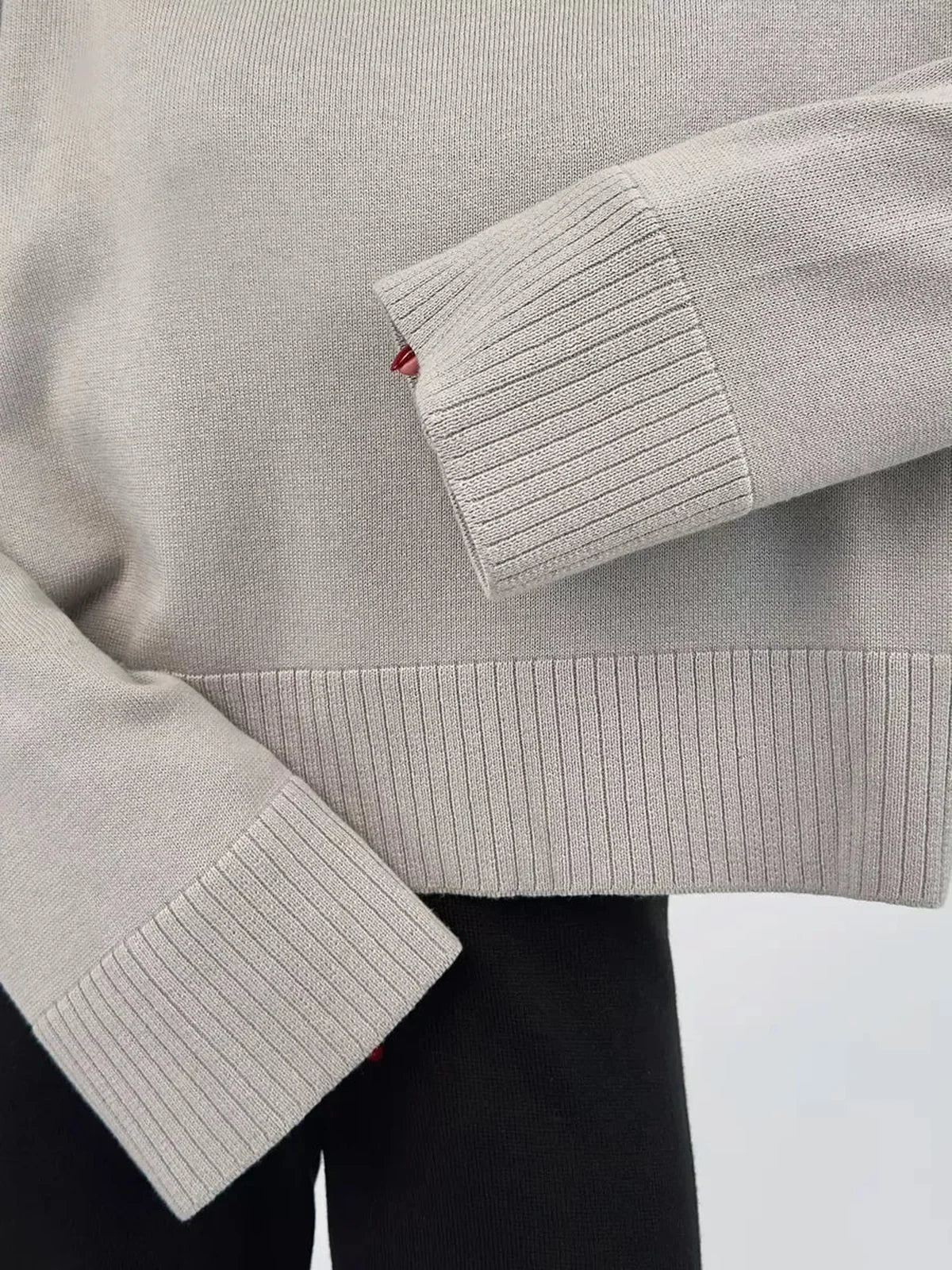 Arden Sweater by Lauven, oversized gray cotton blend knitwear with ribbed cuffs and hem detail.