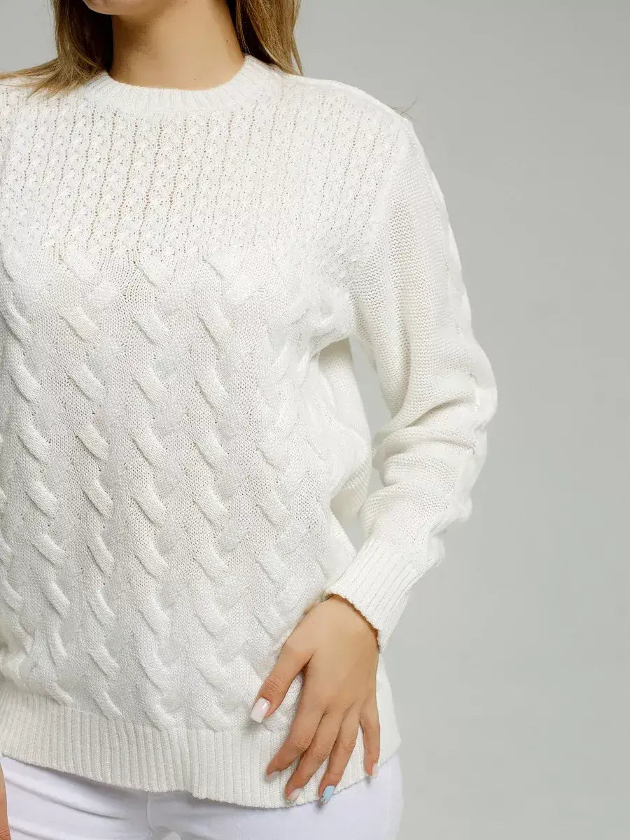 Eden Sweater from Lauven – Elegant white knitwear showcasing breathable comfort and sophisticated design.