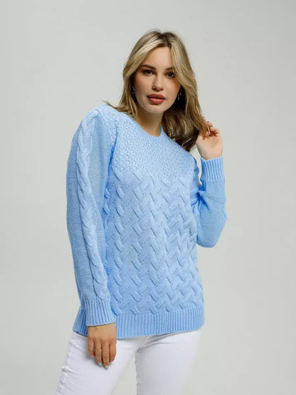 Alba Pullover - Lauven brand, classic fit, breathable comfort, blue knitted sweater for women's casual wear.