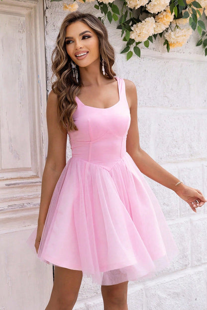 Stylish pink mini dress for women, perfect for summer, weddings, parties, and formal occasions.
