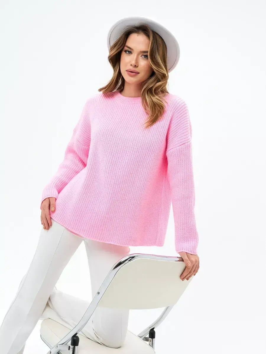 Blossom Sweater by Lauven, elegant oversized knit in soft pink, perfect for girls and women, ideal for any season.