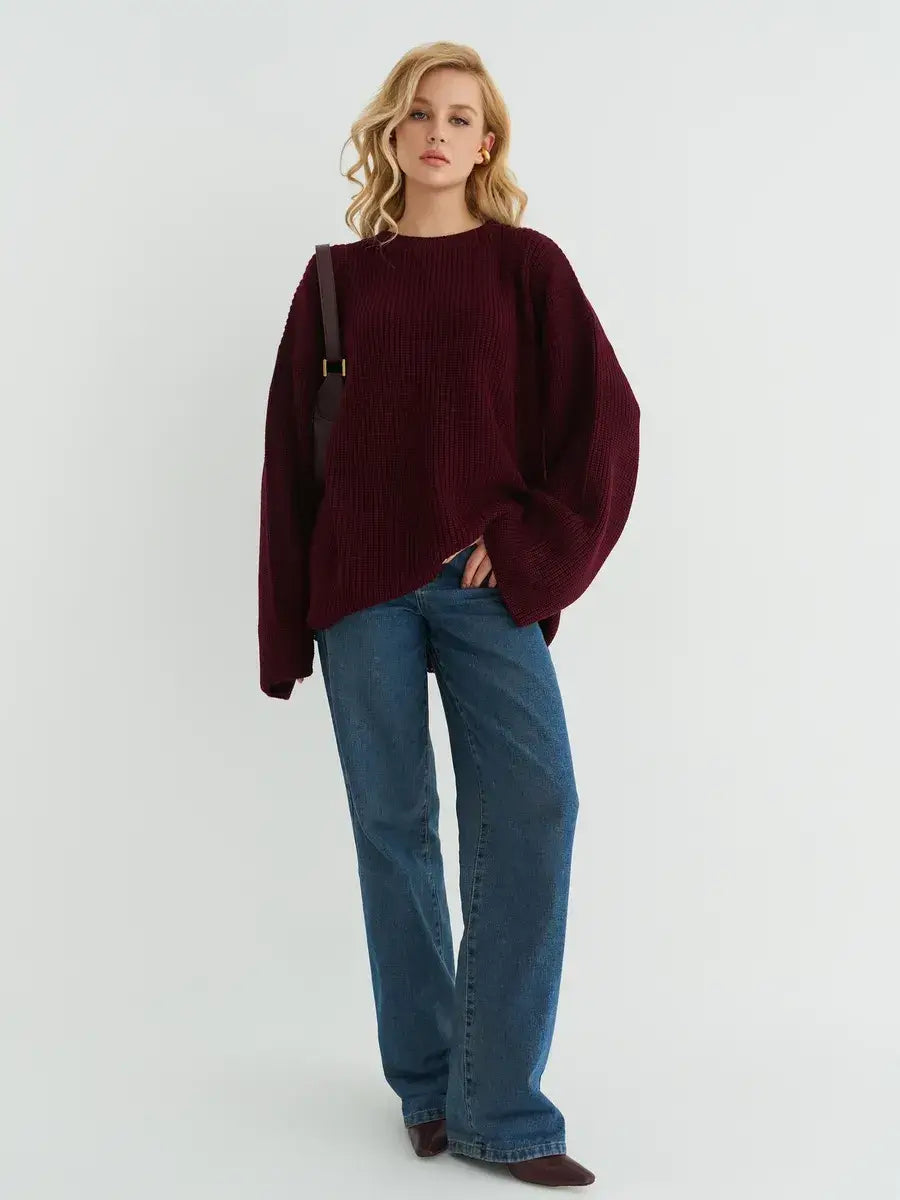 Bordeaux Sweater by Lauven — Oversized knit in rich burgundy, perfect for casual layering or statement dressing.