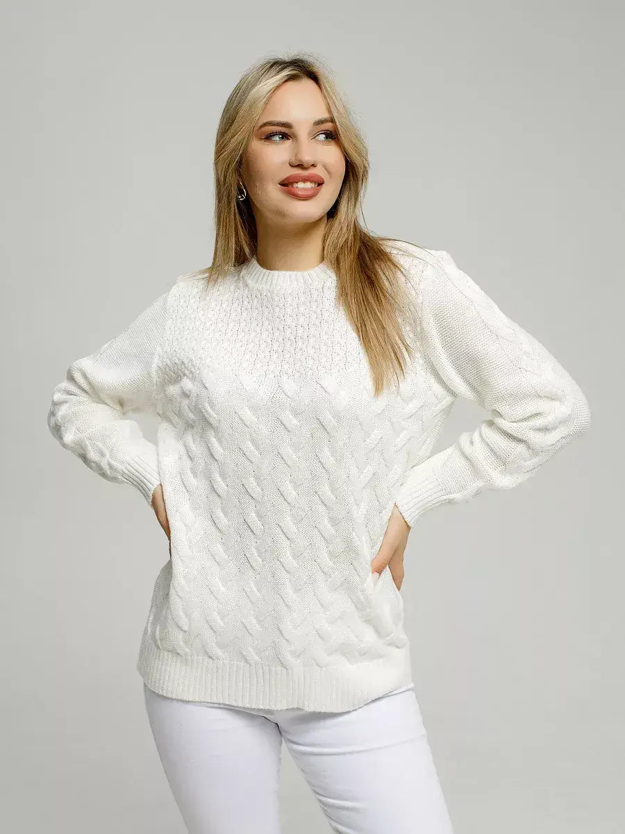 Eden Sweater by Lauven - Elegant white knitwear offering breathable comfort and sophistication.