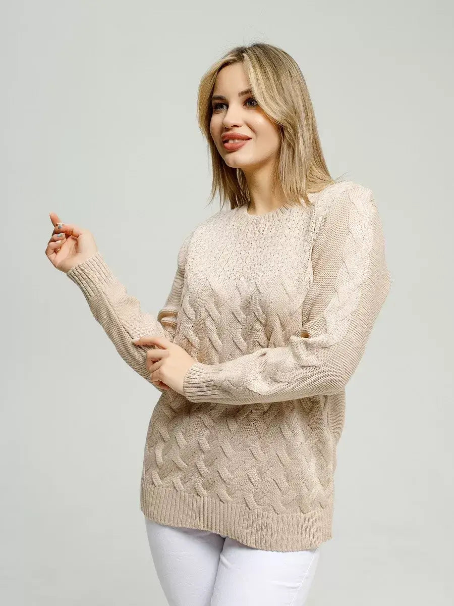 Elara Sweater by Lauven, soft light beige knitwear with breathable comfort and elegant style.
