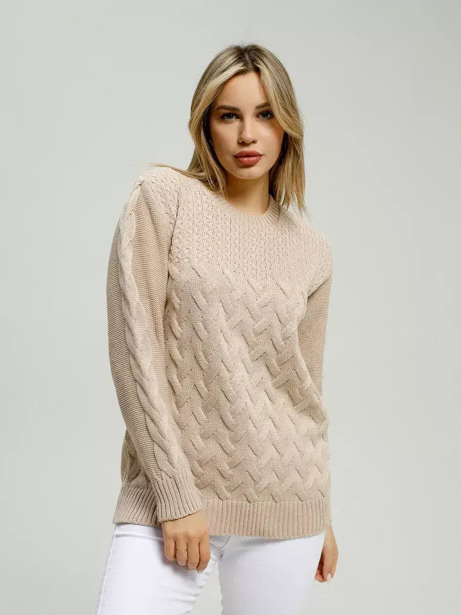 Elara Sweater by Lauven - Soft light beige knitwear with breathable comfort and refined style.