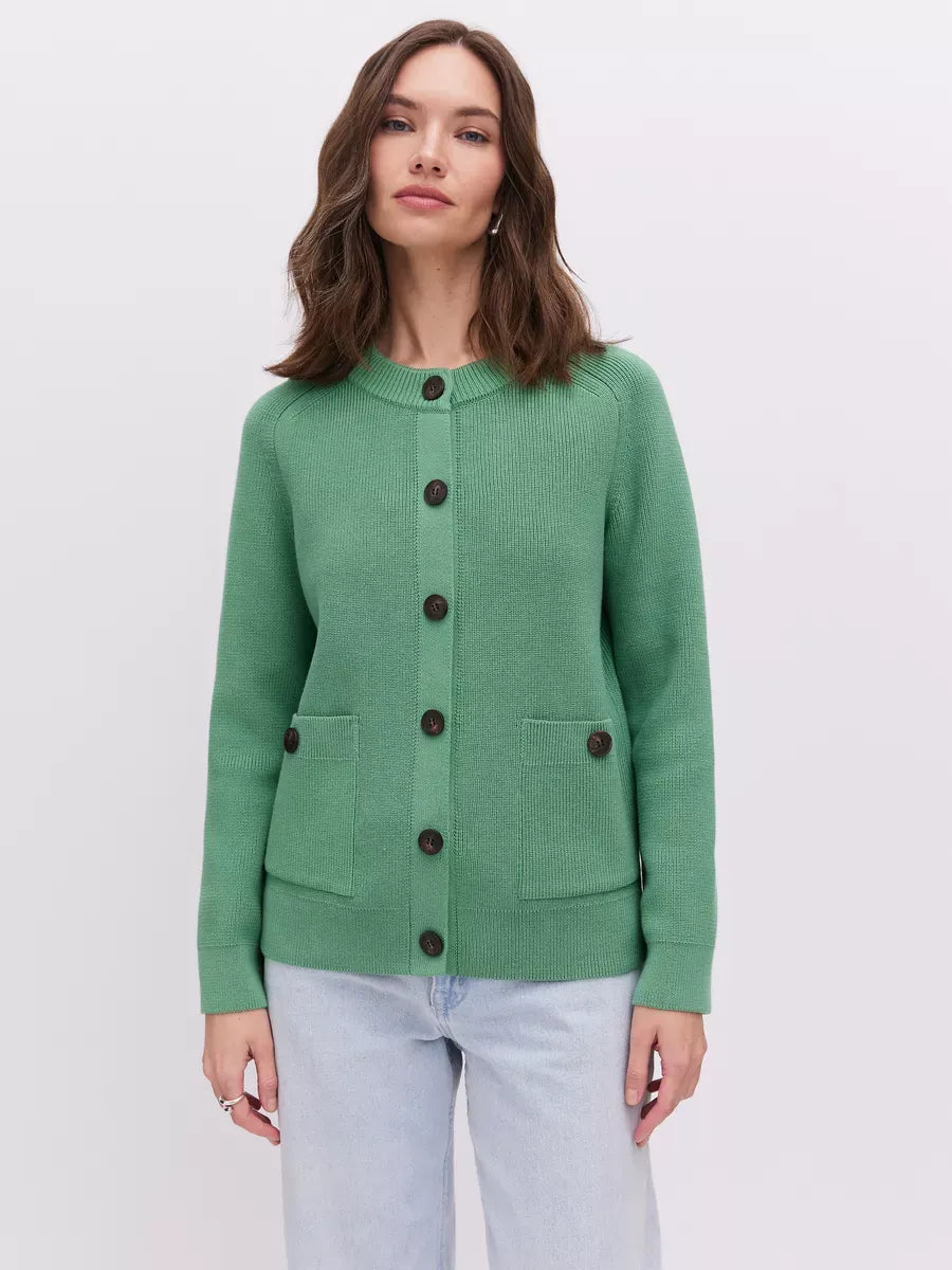 Emerald Cardigan by Lauven, a stylish button-up knit in fresh green for versatile layering.