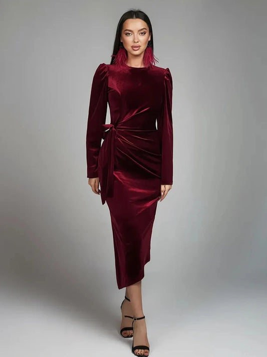 Maroon Midi Dress