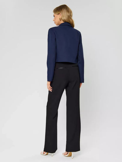 Marine Blazer by Lauven — Women's navy cropped oversized jacket showcasing modern style and clean tailoring.