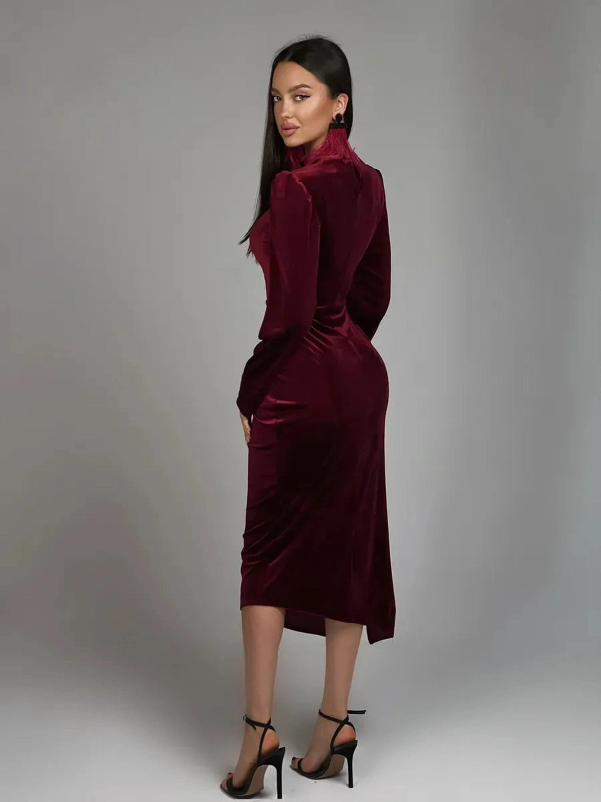 Maroon Midi Dress