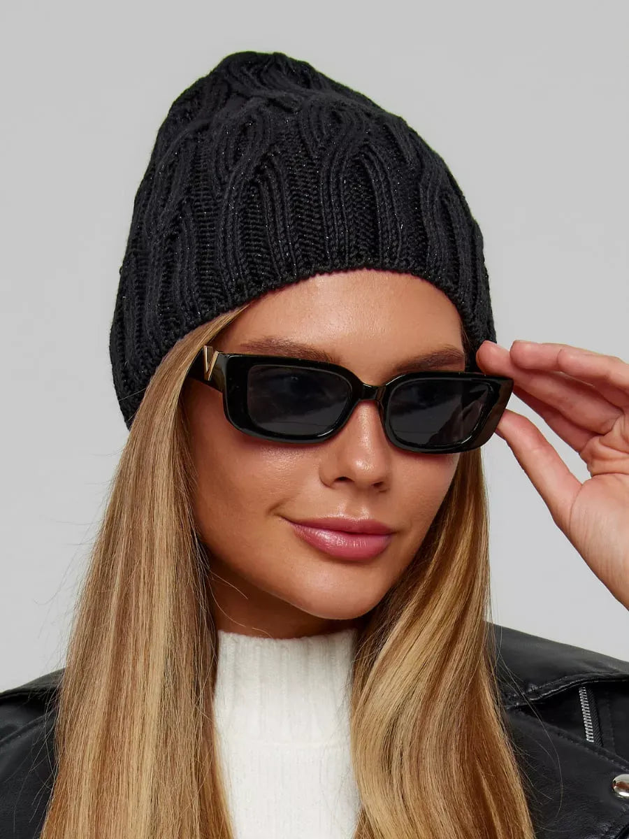 Onyx Lurex Knit Hat