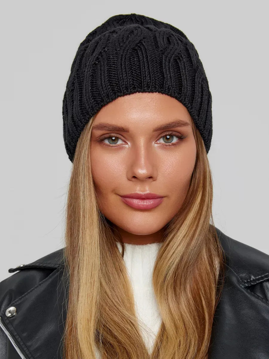 Onyx Lurex Knit Hat