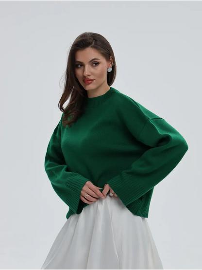 Emerald Sweater by Lauven, oversized knitwear in rich green, perfect for stylish fall and winter layering.