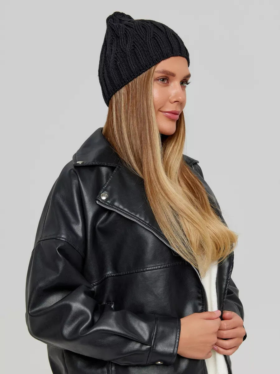 Onyx Lurex Knit Hat