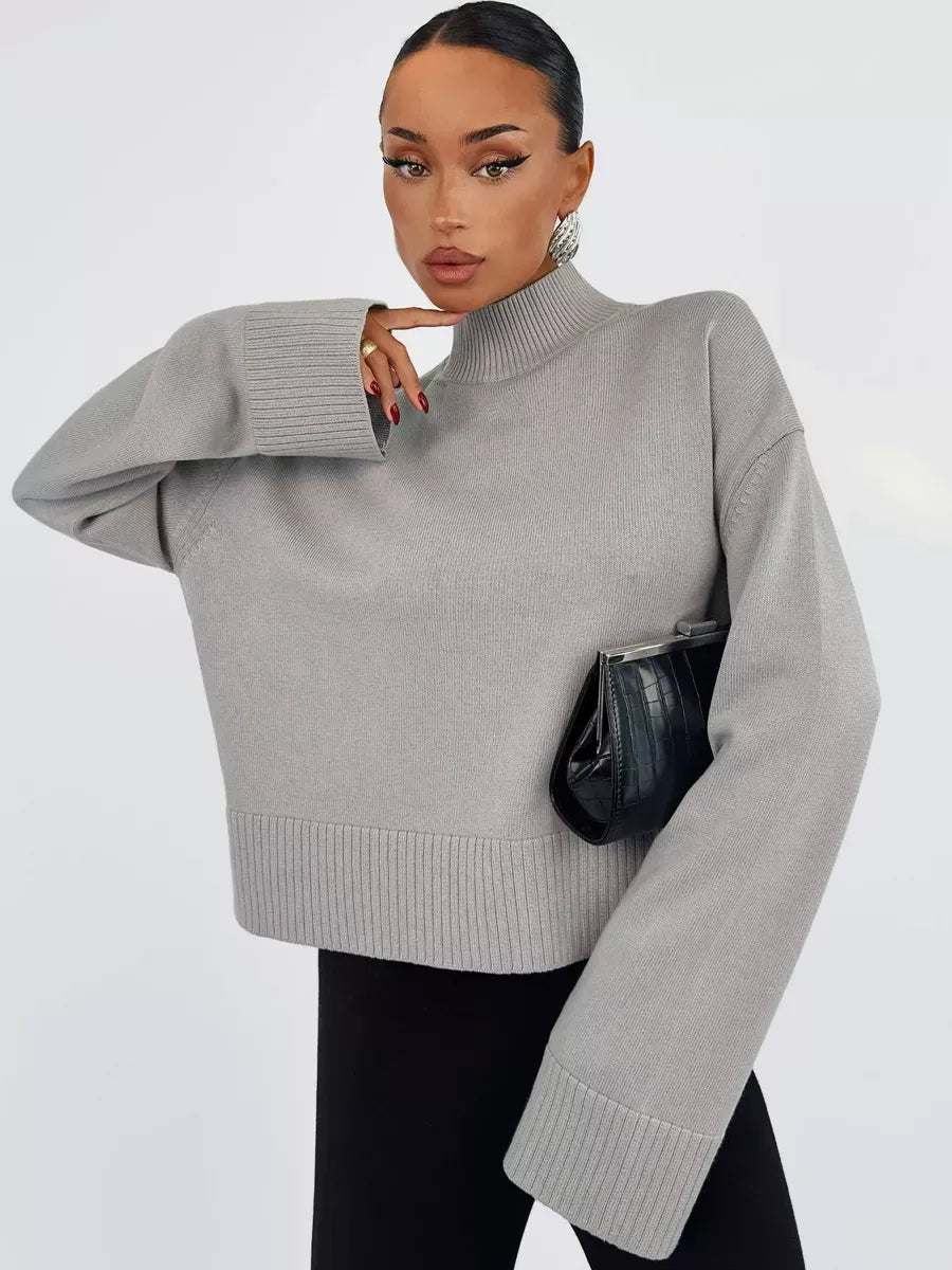 Arden Sweater by Lauven in oversized gray cotton blend knit, showcasing modern elegance and comfort.