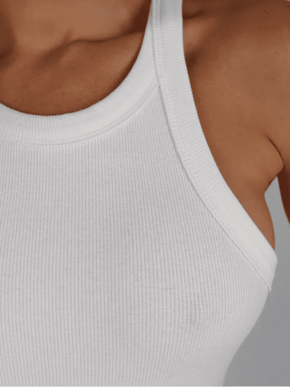 Close-up of the elegant ribbed fabric of the Lauven Vega Maxi Dress.