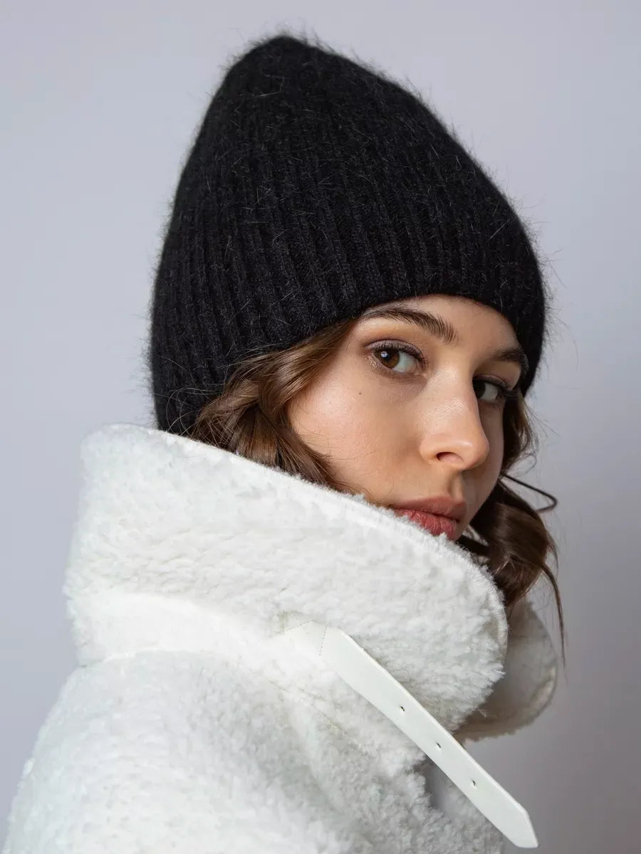 Onyx Angora Beanie