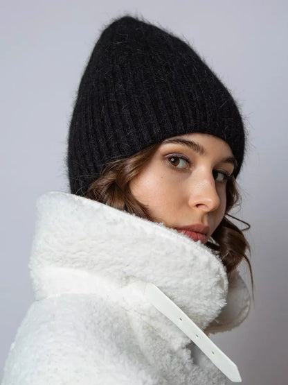Onyx Angora Beanie