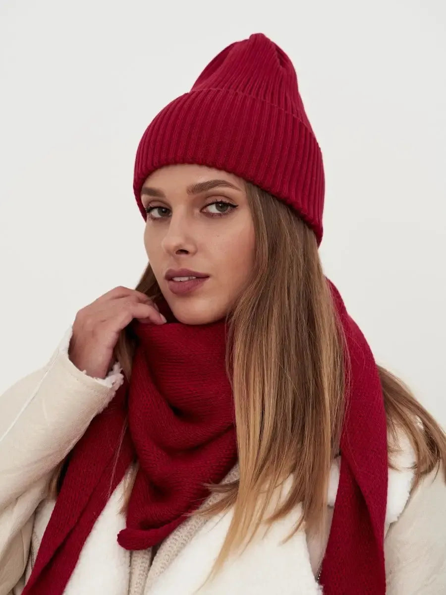 Crimson Beanie & Scarf Set