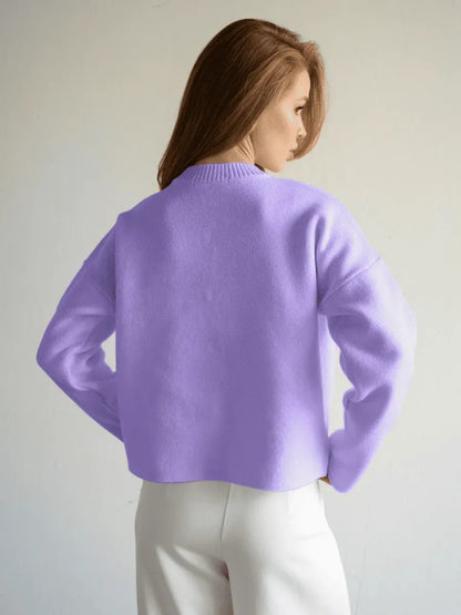 Lilac Cardigan by Lauven featuring a soft purple knitwear design, perfect for stylish and cozy layering.