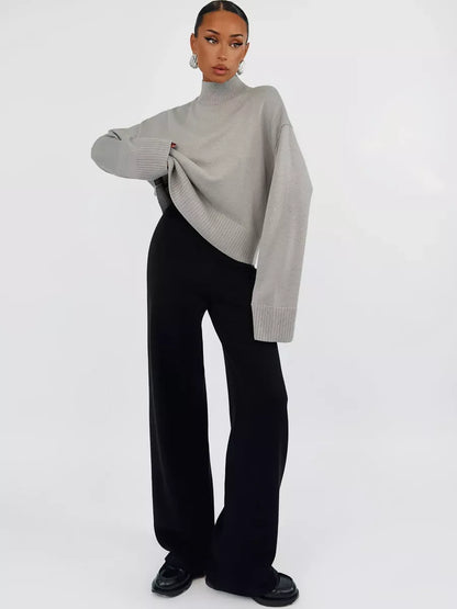 Arden Sweater by Lauven - Oversized gray cotton blend knit for modern elegance and comfort.