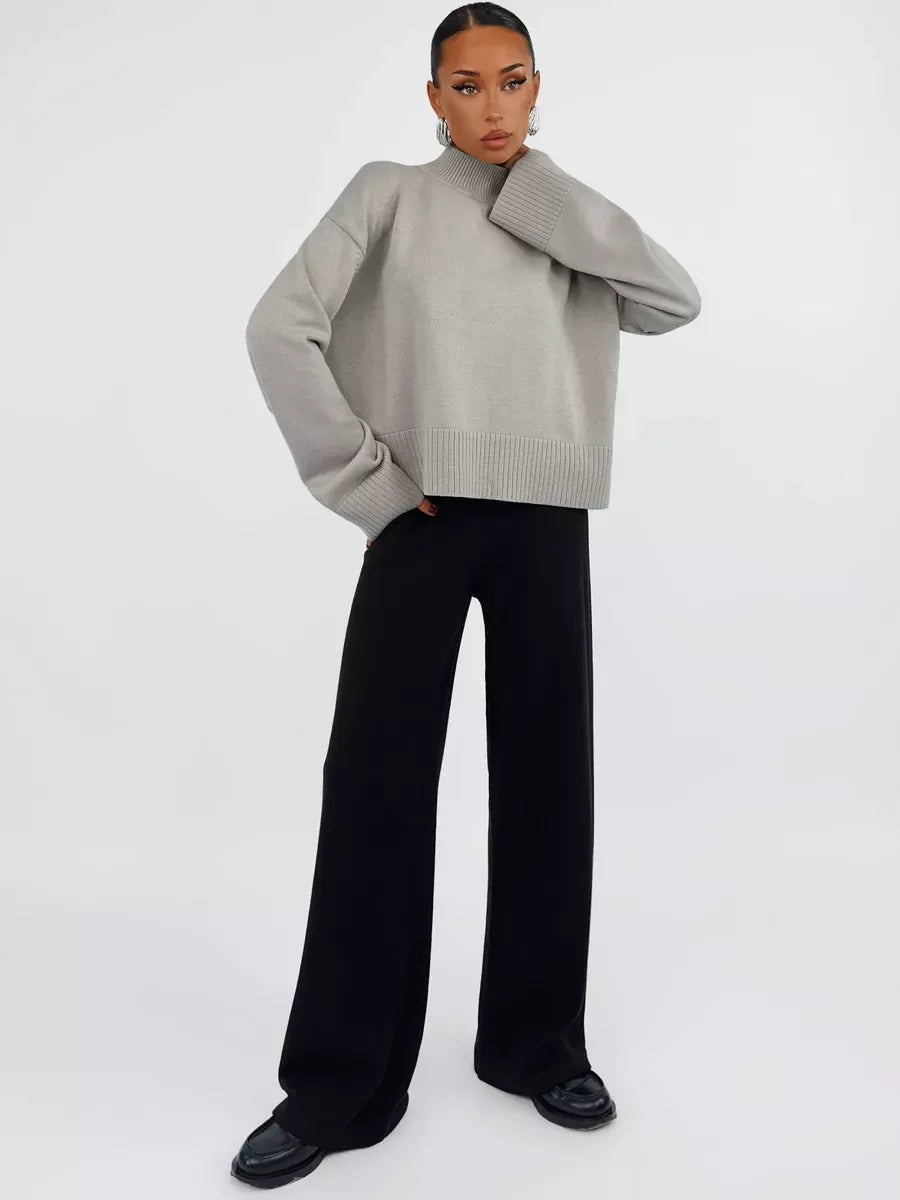 Arden Sweater by Lauven, oversized gray cotton blend knit for effortless chic style.