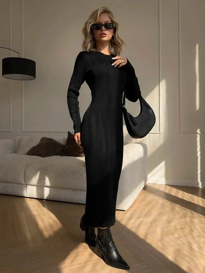 Noir Knit Midi Dress