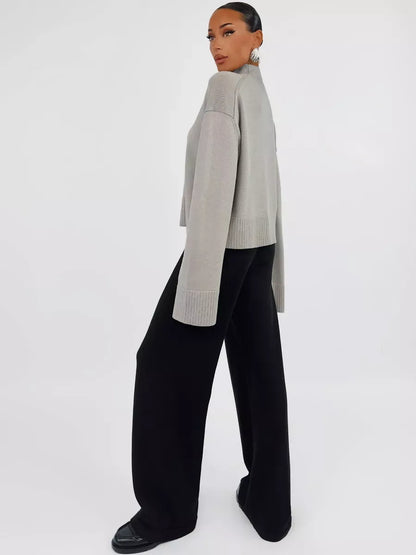 Arden Sweater by Lauven, oversized cotton blend knit in gray, perfect for chic, comfortable looks.
