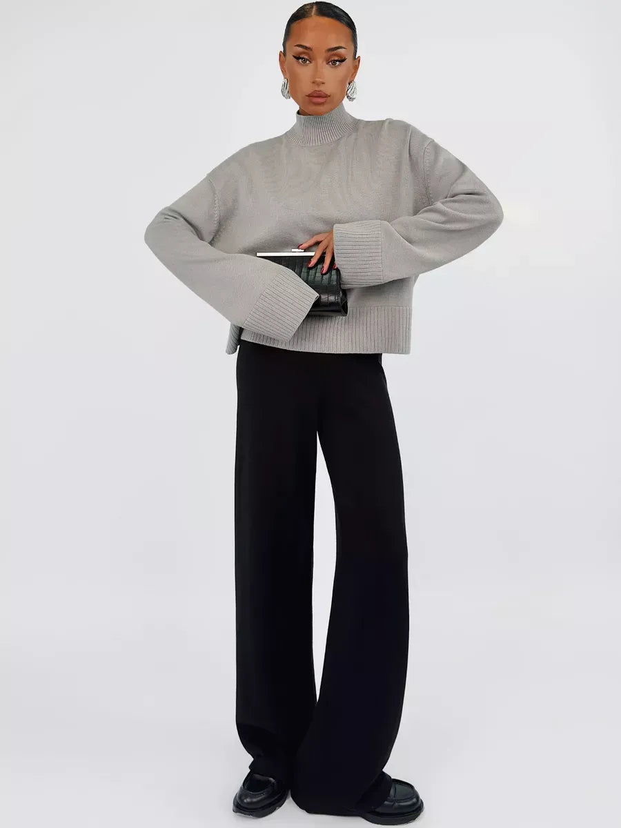 Arden Sweater by Lauven, oversized gray cotton blend knit for modern elegance and comfort.