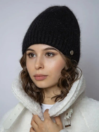 Onyx Angora Beanie