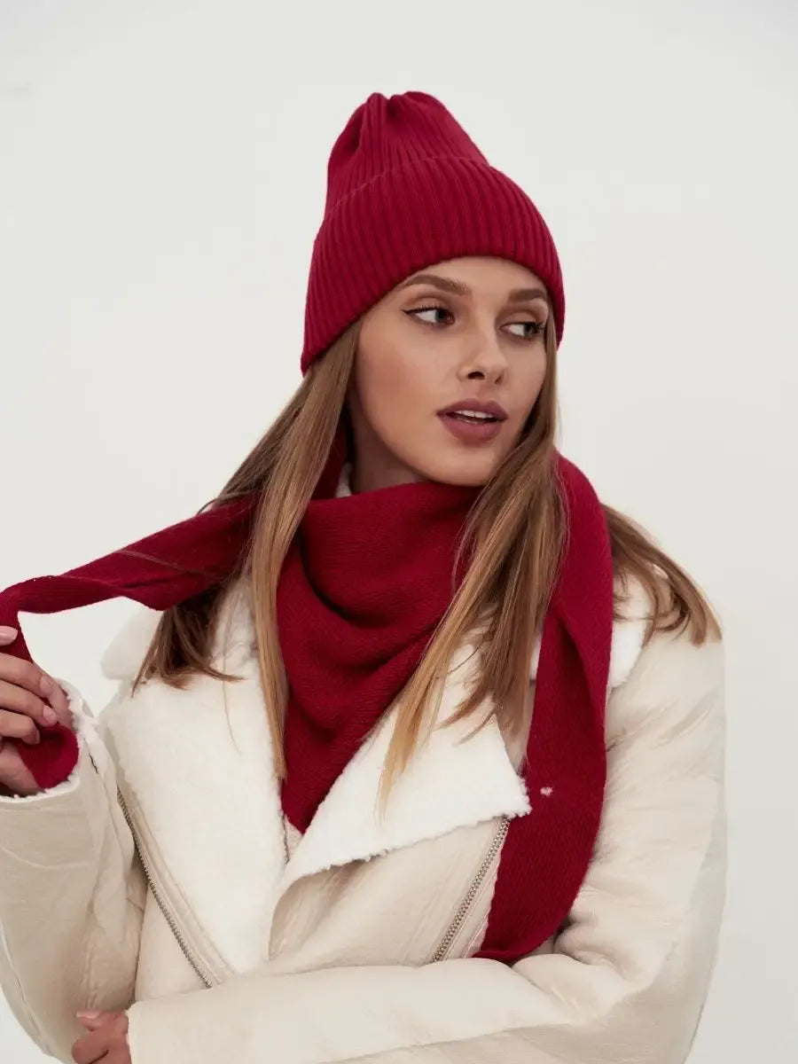 Crimson Beanie & Scarf Set