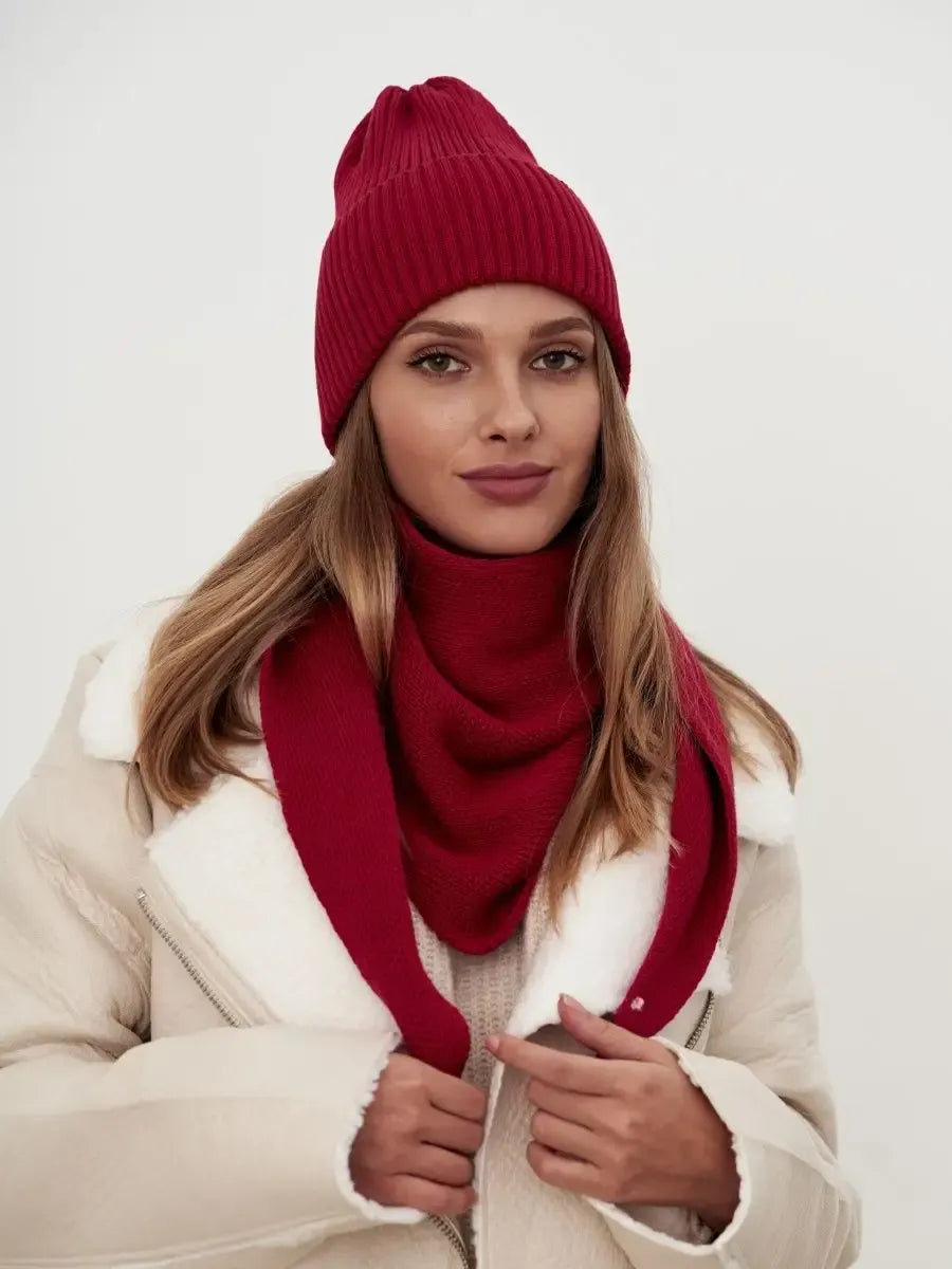 Crimson Beanie & Scarf Set