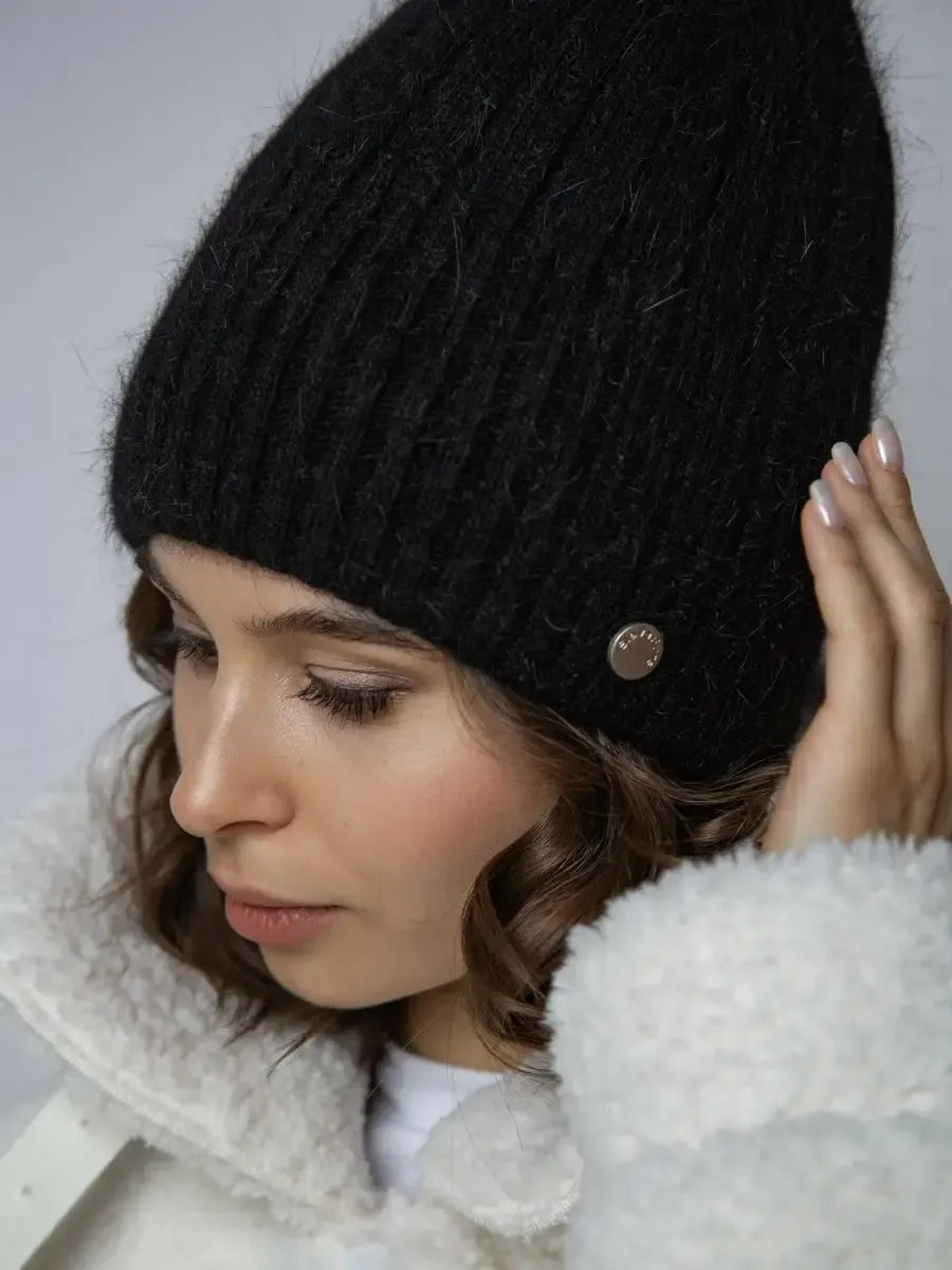 Onyx Angora Beanie