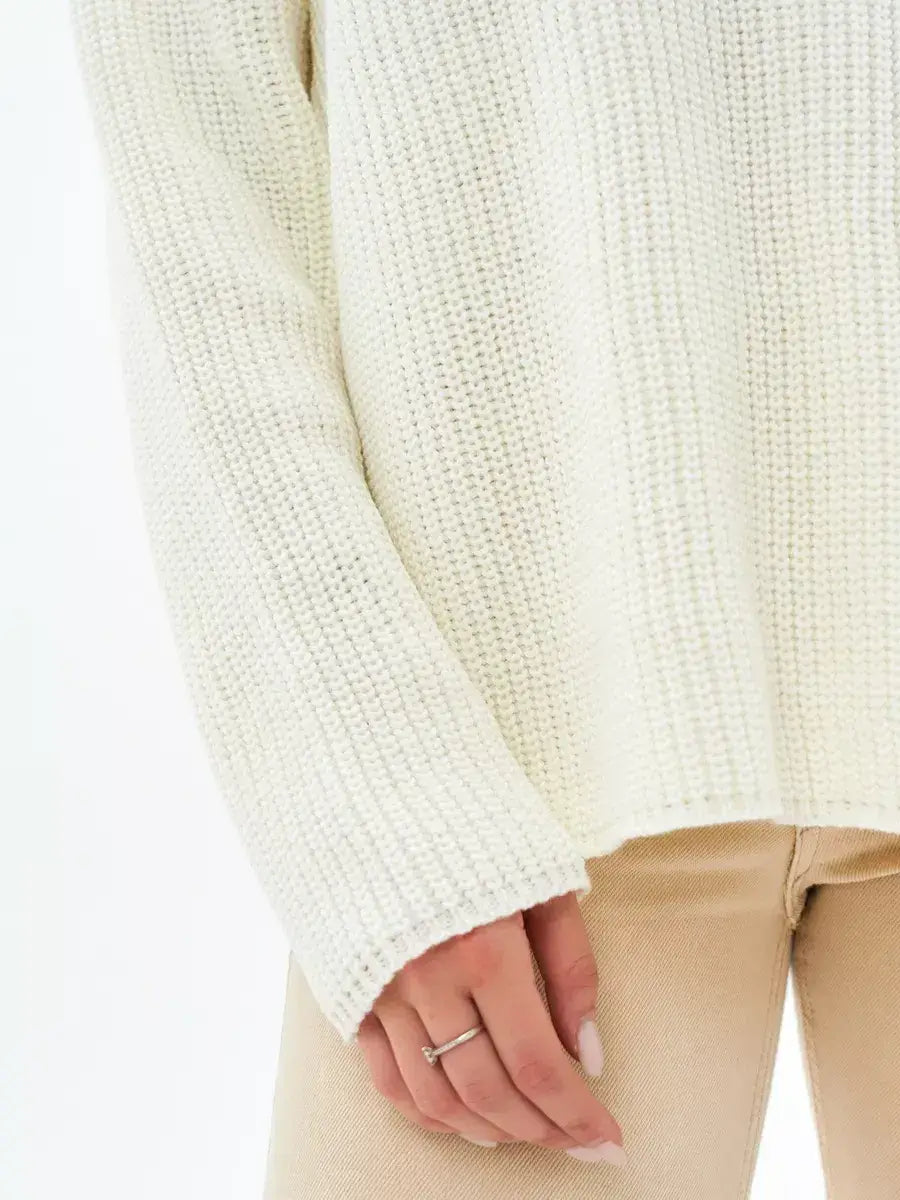 Ivory Sweater by Lauven featuring a cozy oversized knit texture and soft cream hue, perfect for stylish layering.