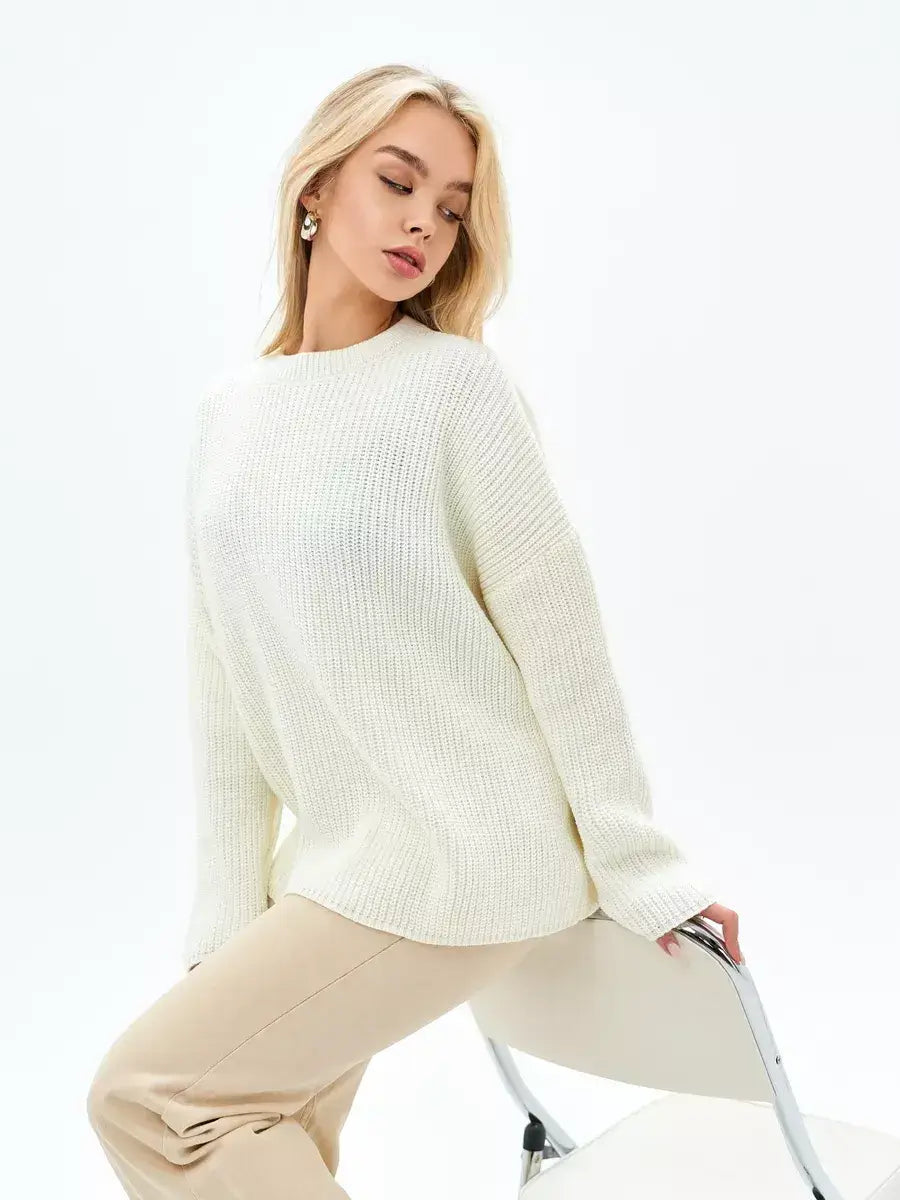 Ivory Sweater by Lauven, elegant oversized knit in soft cream, perfect for all seasons.