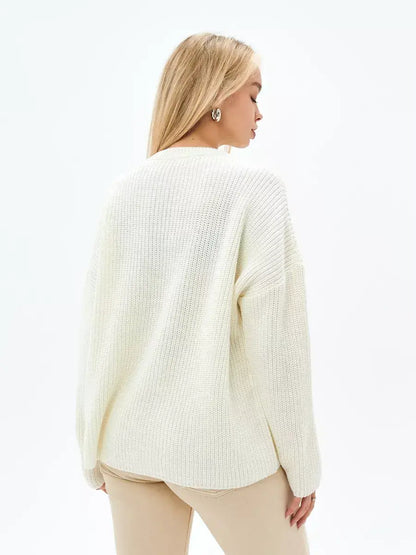 Ivory Sweater by Lauven, featuring an oversized knit design in soft cream, perfect for a stylish and cozy look.