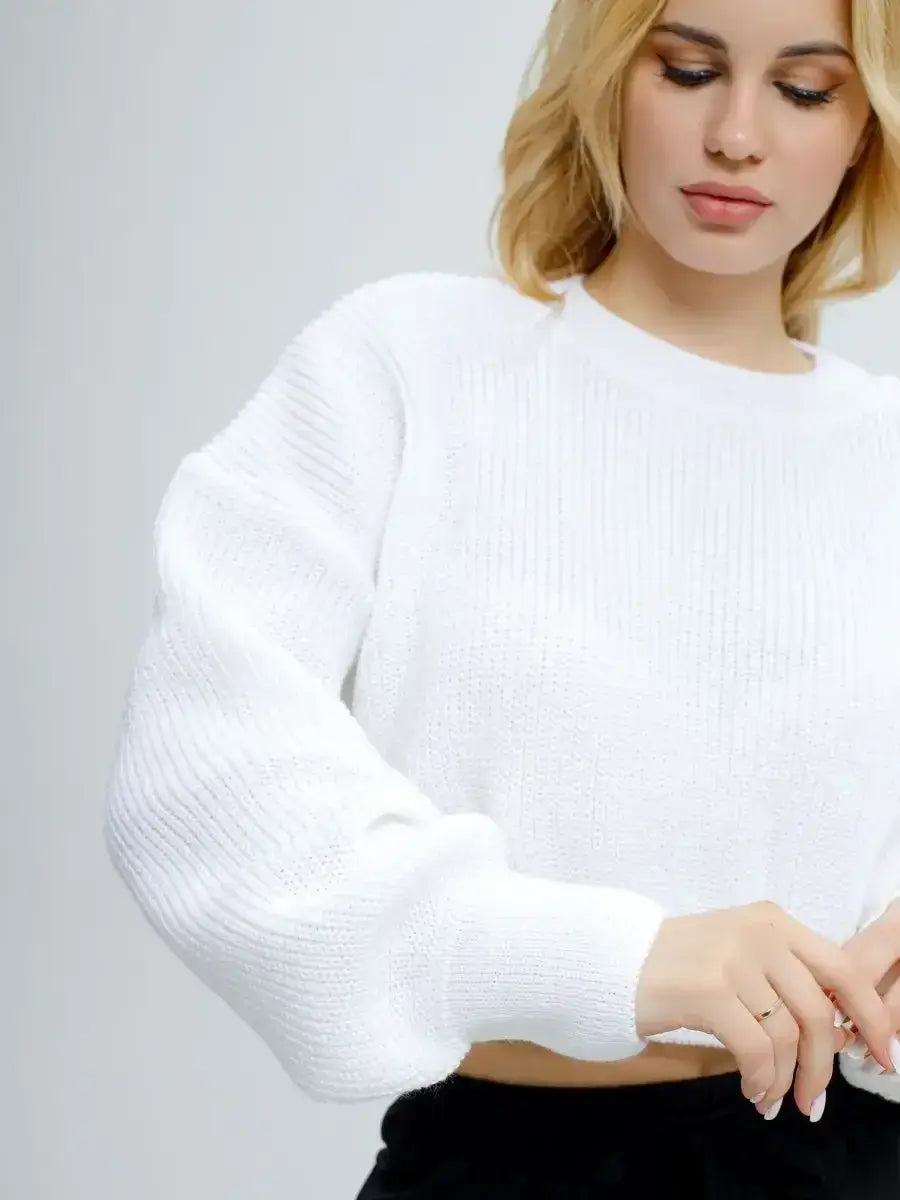Alba Pullover by Lauven in lightweight knit, soft white, perfect for spring and summer fashion styling.