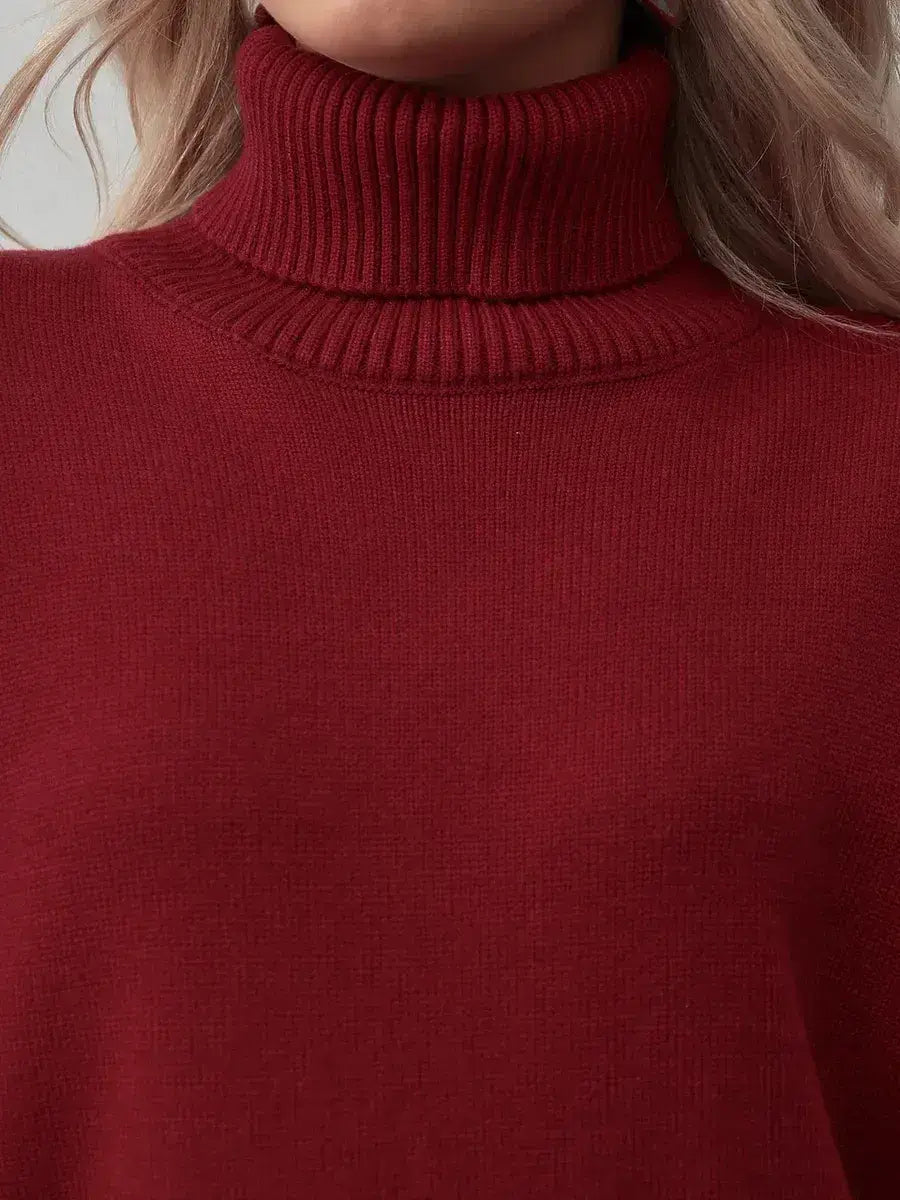Arden Sweater by Lauven - burgundy turtleneck knitwear showcasing modern elegance and cozy comfort.