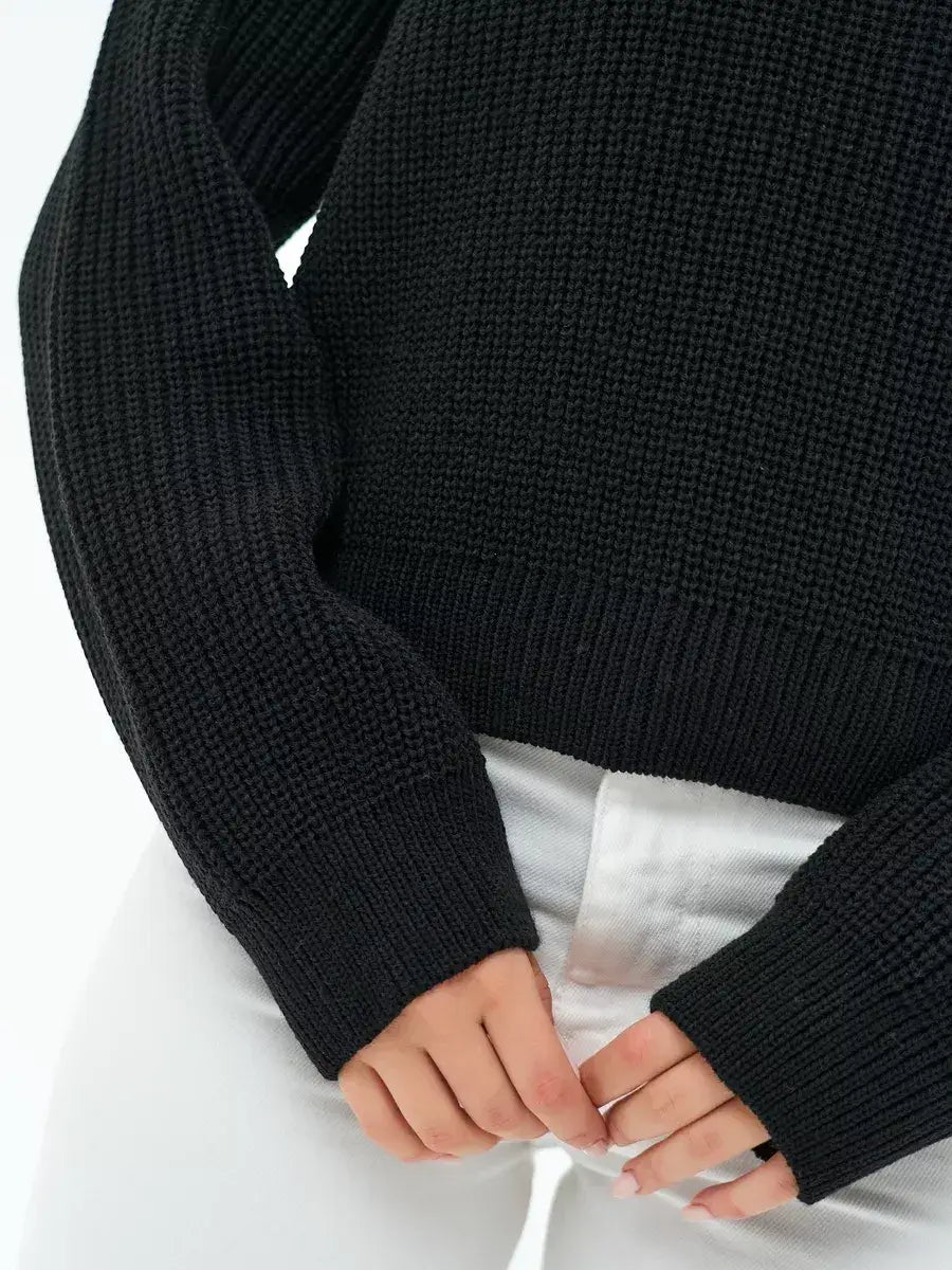 Eclipse Sweater by Lauven, oversized knit in classic black with a cozy texture and relaxed fit.