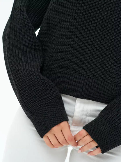 Eclipse Sweater by Lauven, oversized knit in classic black with a cozy texture and relaxed fit.