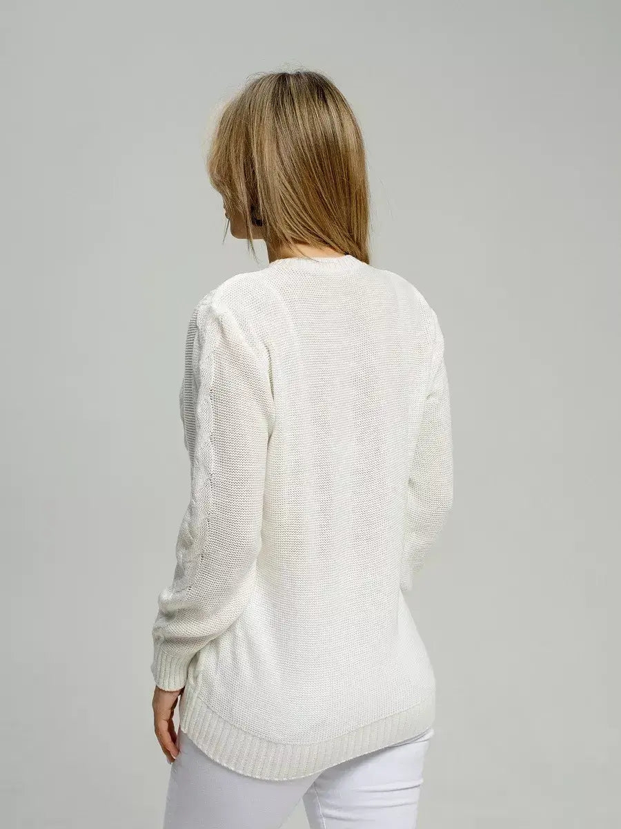 Eden Sweater by Lauven, elegant white knitwear, stylish and breathable, perfect for a sophisticated look.