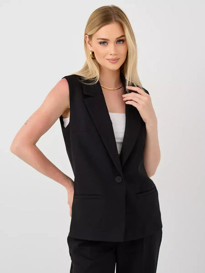 Lauven Noir Suit Set sleeveless black vest for a stylish and sophisticated look.