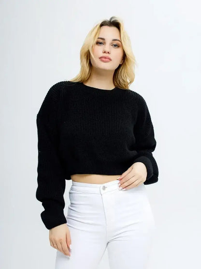 Onyx Pullover by Lauven - Lightweight cropped knit in deep indigo, perfect for spring and summer styling.