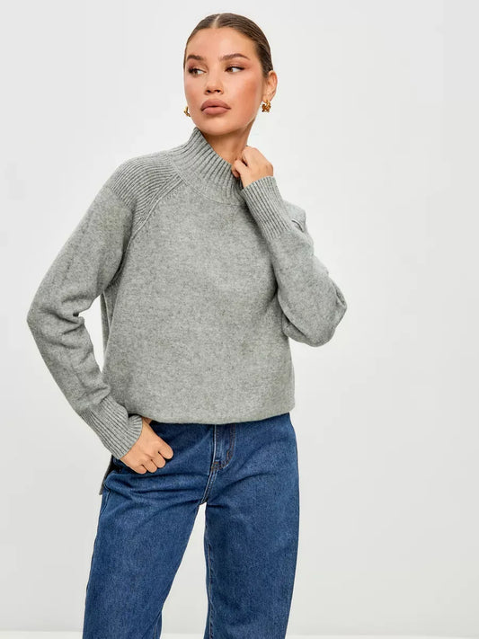 Sterling Sweater by Lauven - Oversized cashmere blend in soft grey, perfect for cooler seasons.