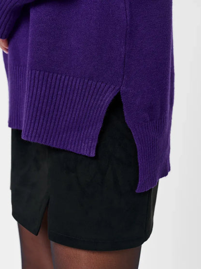 Violet Sweater by Lauven showcasing an oversized cashmere blend design with ribbed detailing and a stylish high neck.