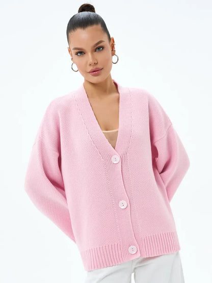 Petal Cardigan by Lauven – Soft pastel oversized knitwear with button closure, perfect for chic style and warmth.