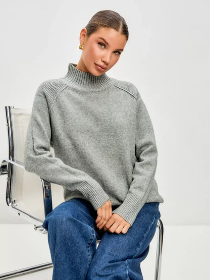 Sterling Sweater by Lauven, oversized cashmere blend in soft grey, perfect for cooler seasons.