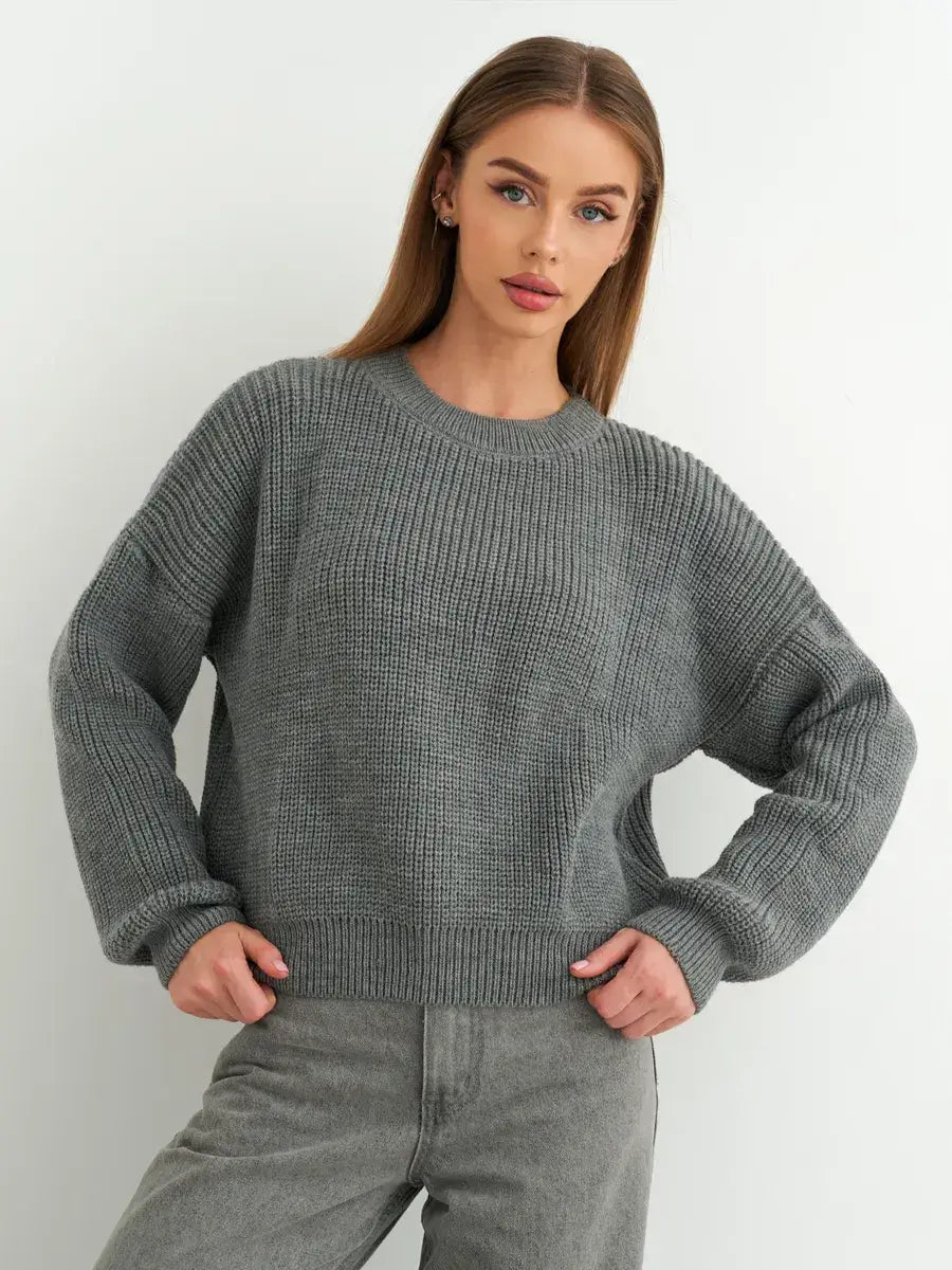 Vega Sweater by Lauven – Grey oversized knitwear for a timeless and sophisticated look.